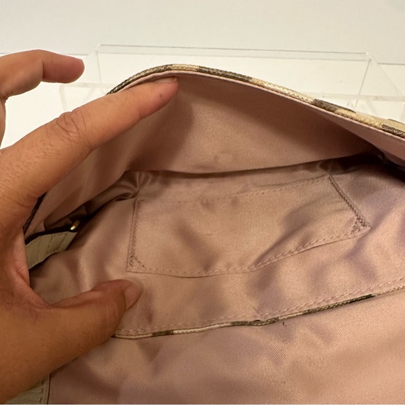 Coach Kristen Op Art Sequin Signature‎ Tan Beige Women’s Wristlet Clutch Wallet - Picture 7 of 11